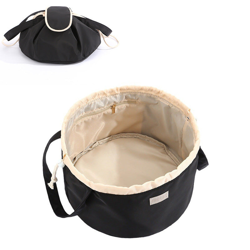 Barrel Drawstring Makeup Bag – Large Capacity Cosmetic & Toiletries Organizer for Women