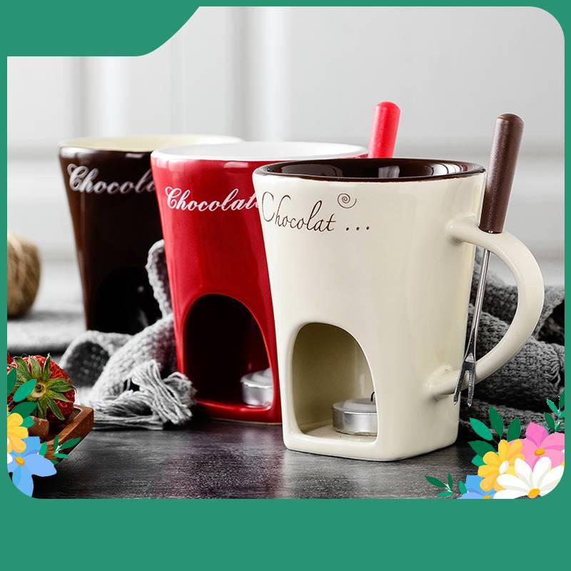 Personal Mini Fondue Mug Set – Chocolate & Cheese Fondue Maker with Individual Butter Melter