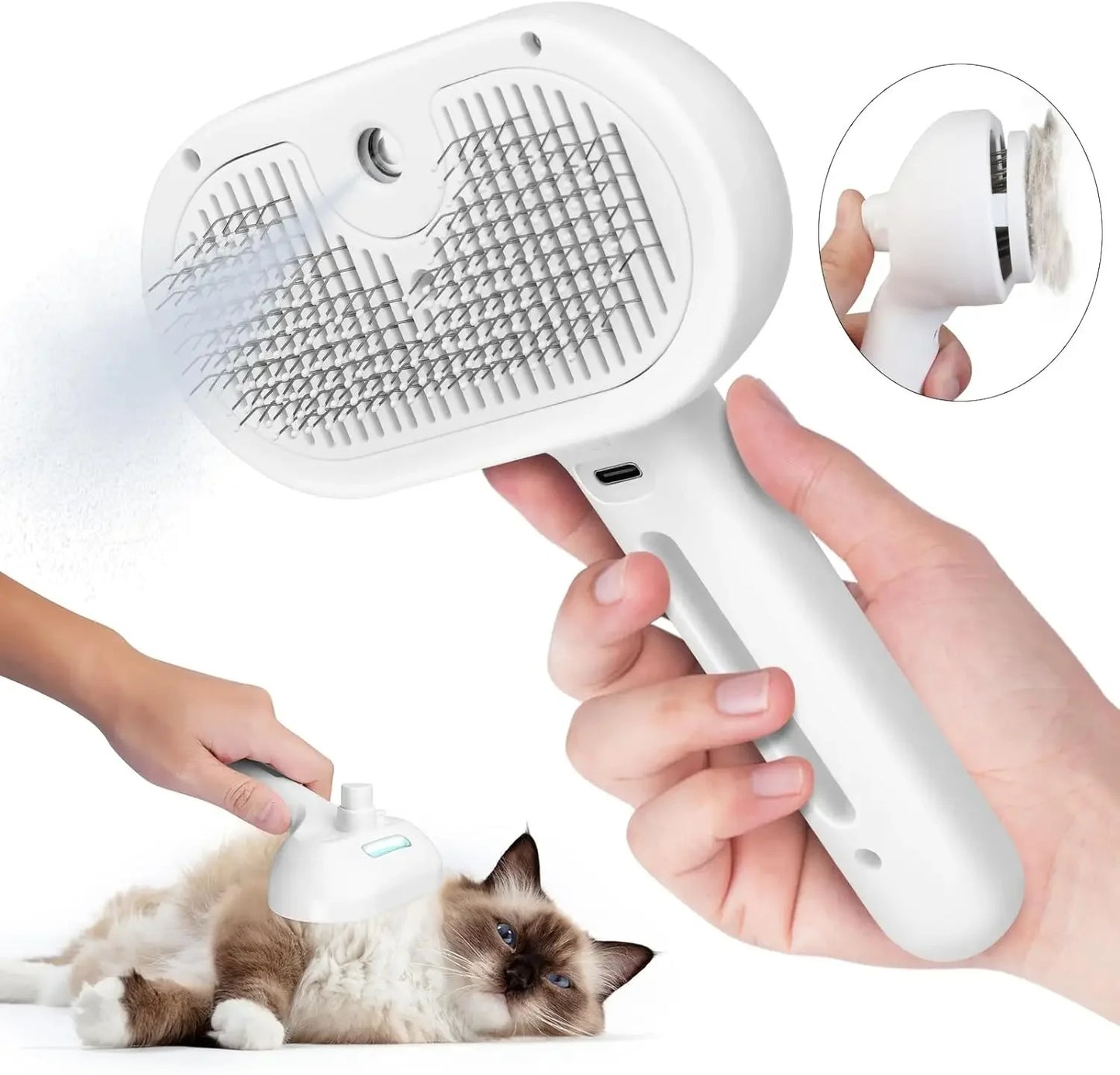 Pet Spray Hair Comb – Grooming Brush with Water Mist for Cats & Dogs, Dematting & Hair Removal Tool