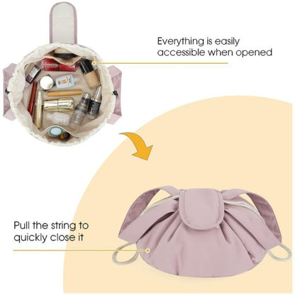 Barrel Drawstring Makeup Bag – Large Capacity Cosmetic & Toiletries Organizer for Women