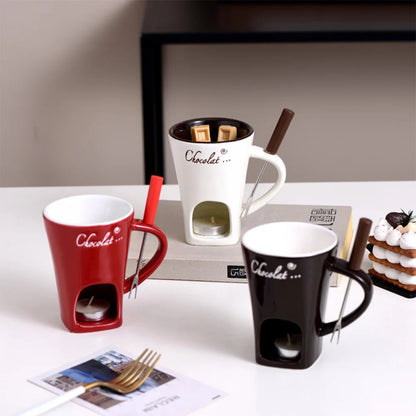 Personal Mini Fondue Mug Set – Chocolate & Cheese Fondue Maker with Individual Butter Melter